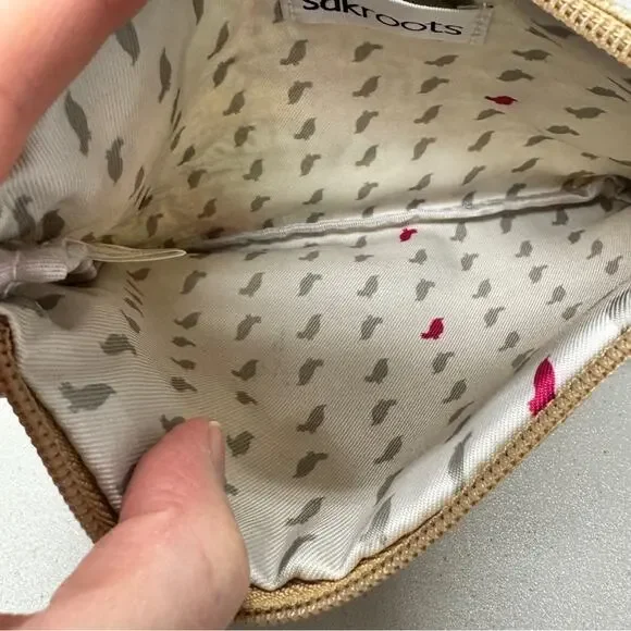 Sakroots Brown Yellow Leaf Print Wristlet Bag Wallet Womens - Picture 7 of 9